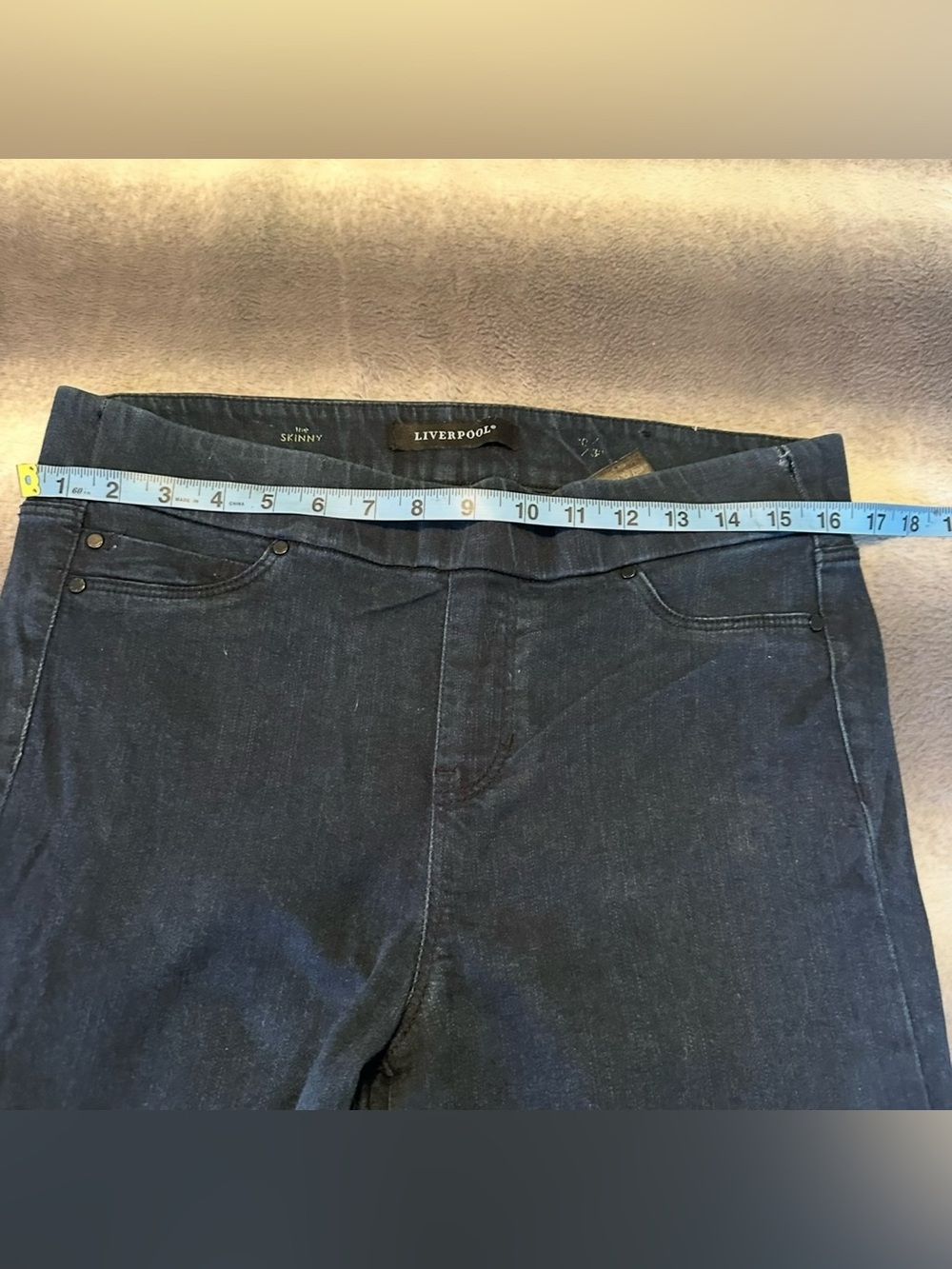 Liverpool The Skinny Dark Wash High Rise Pull-On Jeans Size 10 - Picture 8 of 10